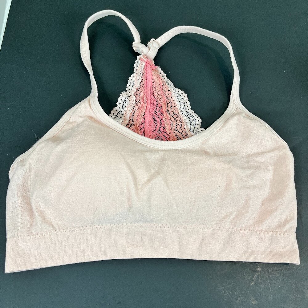 Women's Pink/Cream Laura Ashley Bralette, Size M